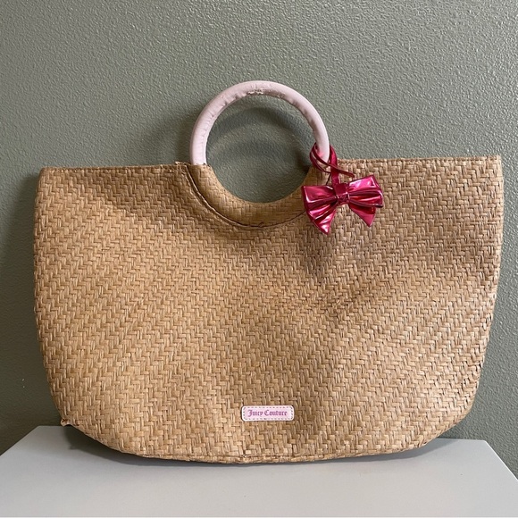 Juicy Couture Handbags - Juicy Couture Straw Tote w/ pink lining